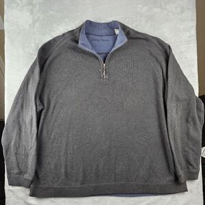 Tommy Bahama Pullover Sweater 1/4 Zip Gray Mens Size 2XB Long Sleeve